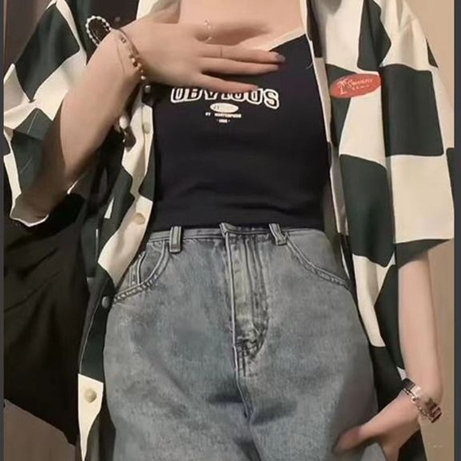 Y2k Plaid Overshirt Elegant Summer Shirt