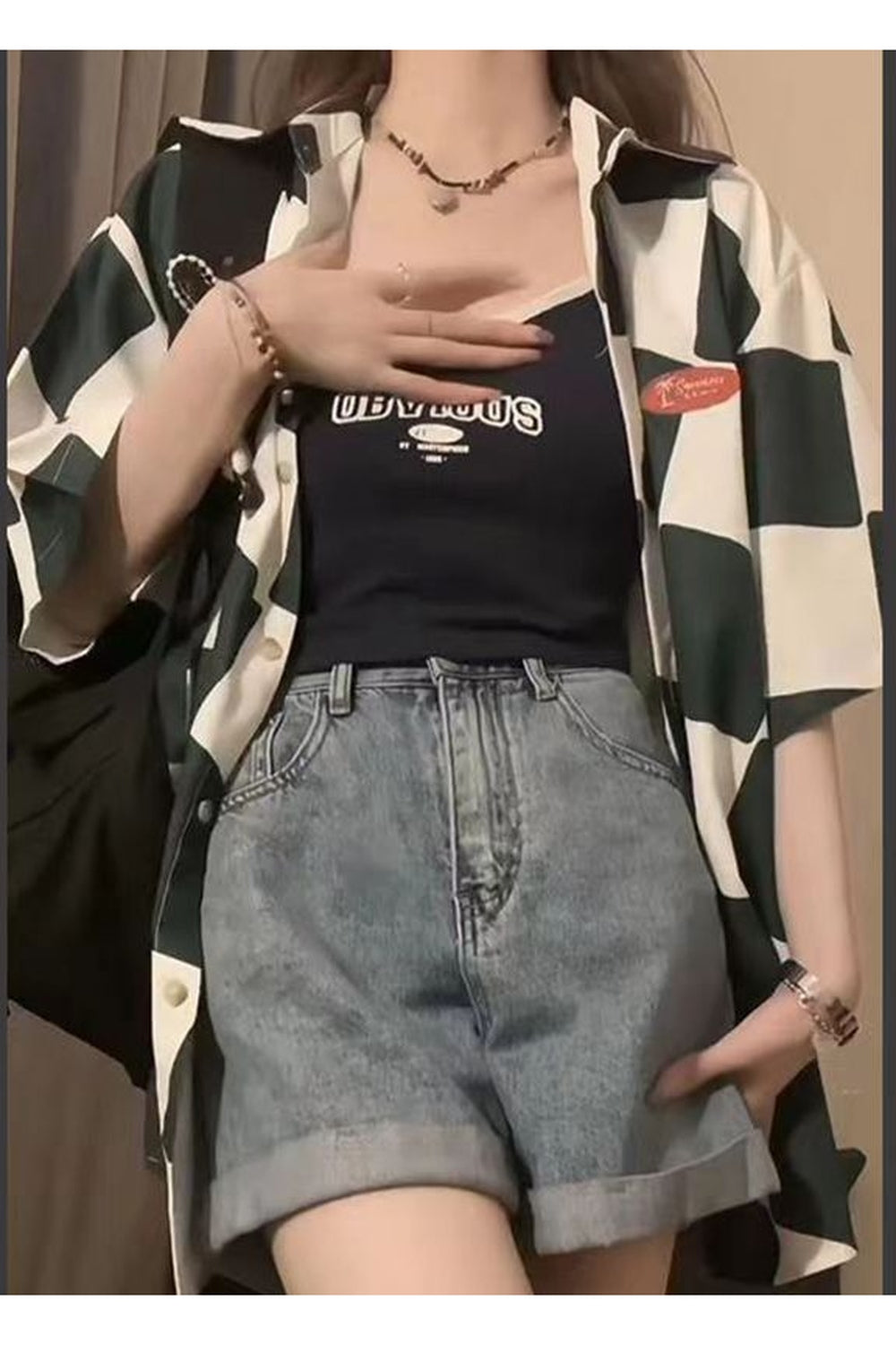 Y2k Plaid Overshirt Elegant Summer Shirt