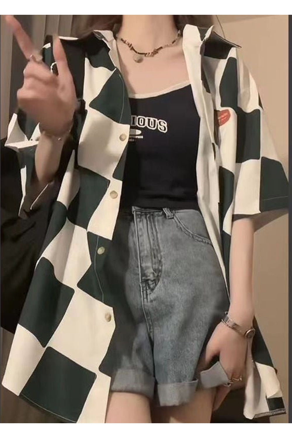 Y2k Plaid Overshirt Elegant Summer Shirt