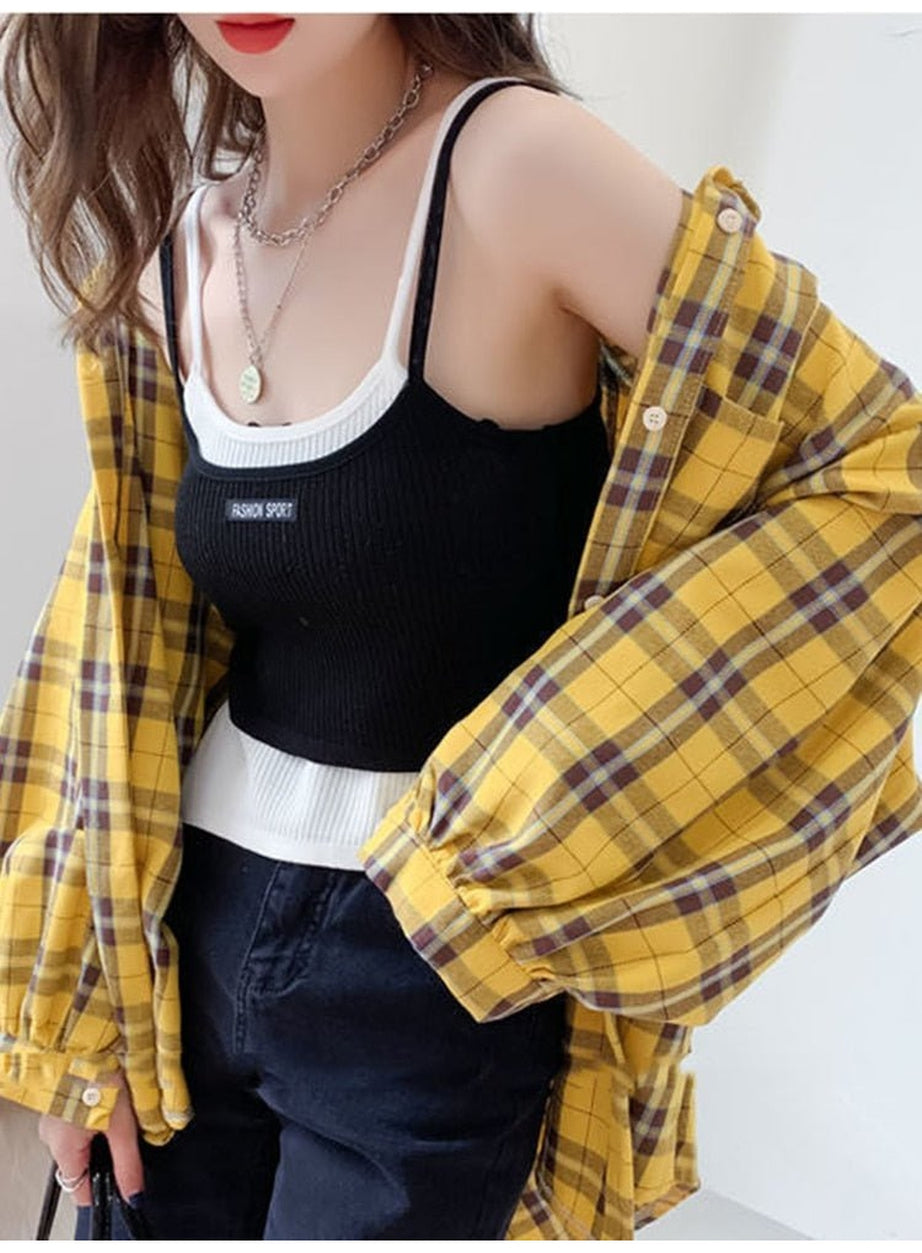 Y2k Plaid Oversize Loose Shirt