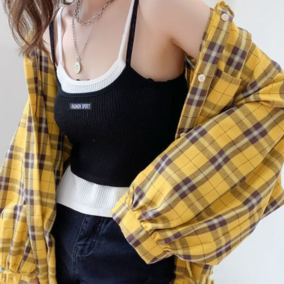 Y2k Plaid Oversize Loose Shirt