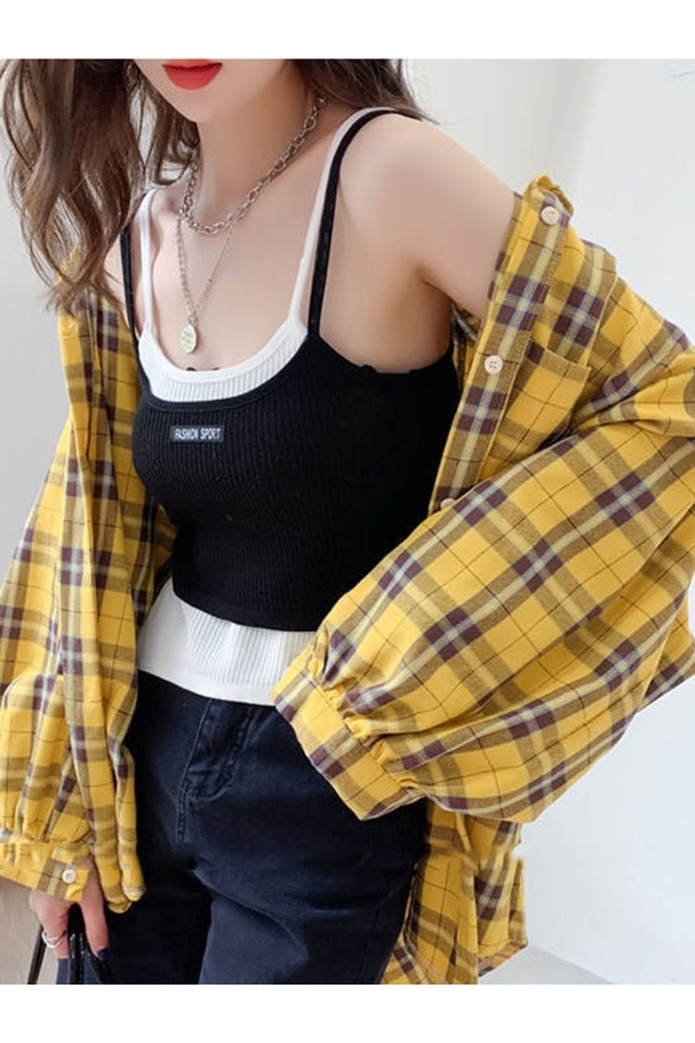 Y2k Plaid Oversize Loose Shirt