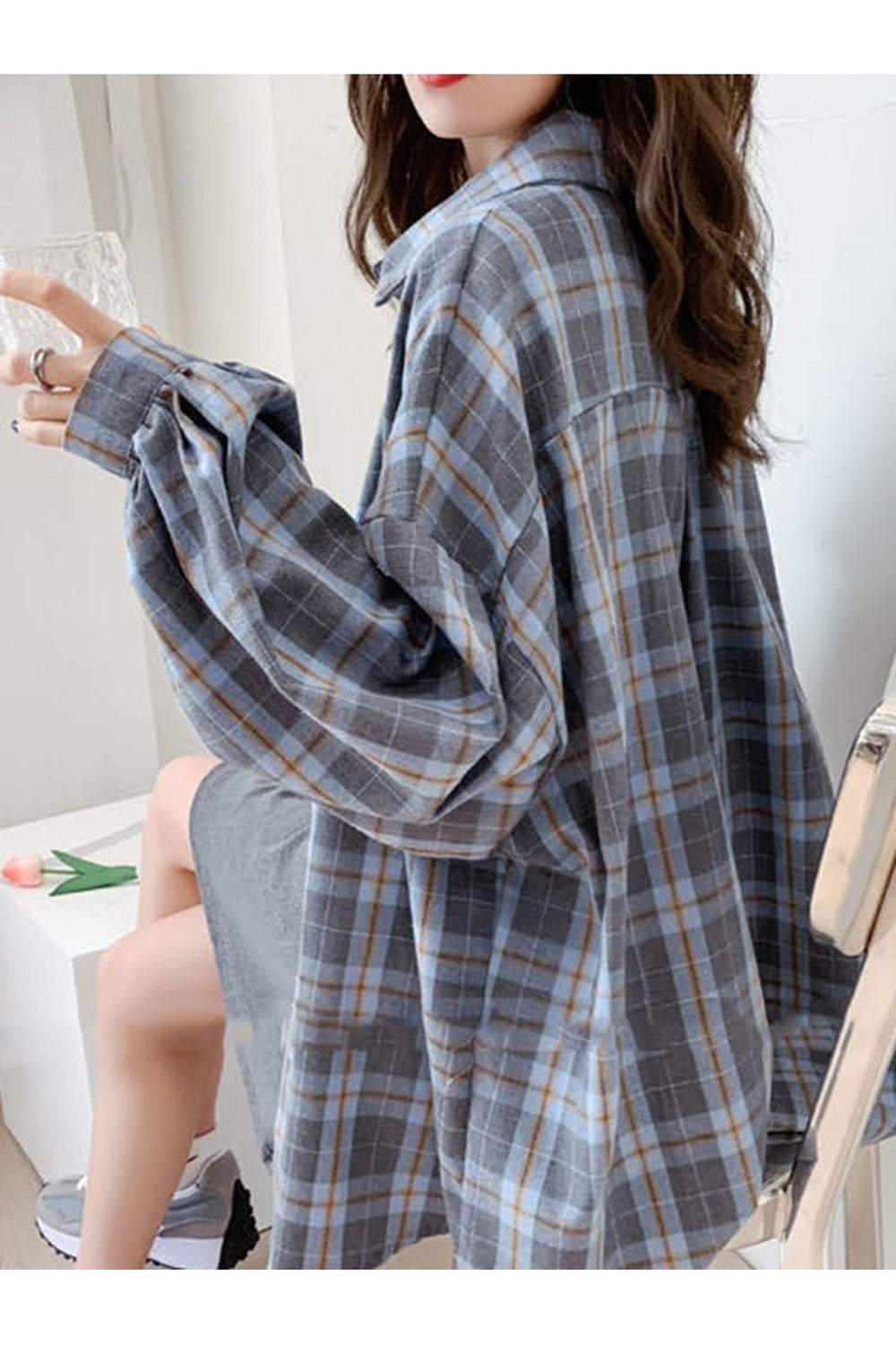 Y2k Plaid Oversize Loose Shirt