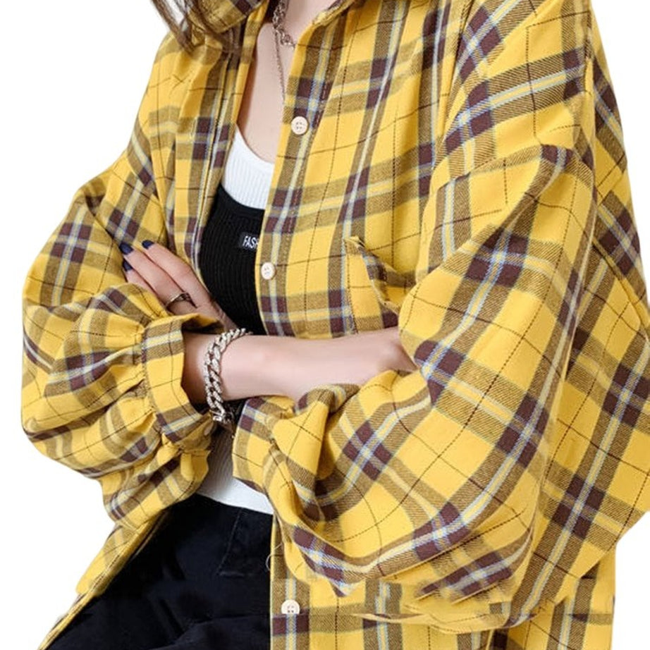 Y2k Plaid Oversize Loose Shirt