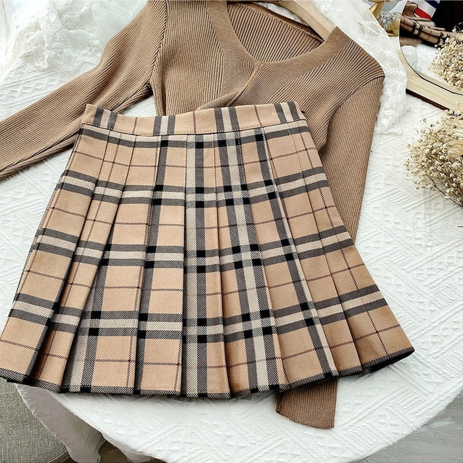 Y2k Plaid Pleated Mini Skirt