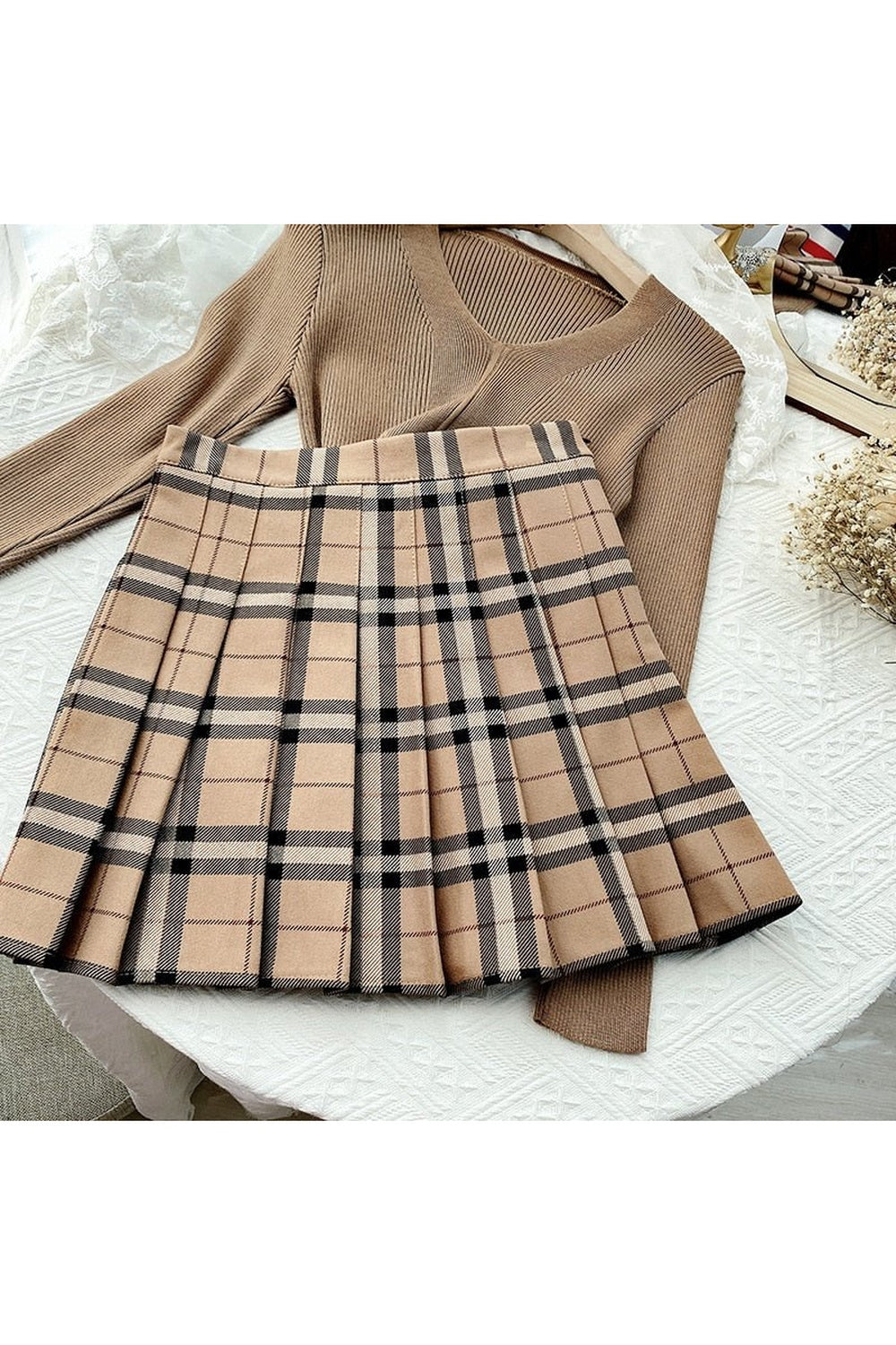Y2k Plaid Pleated Mini Skirt