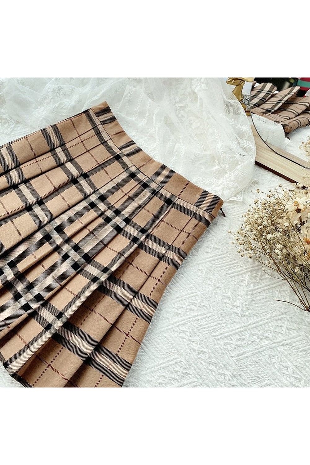 Y2k Plaid Pleated Mini Skirt