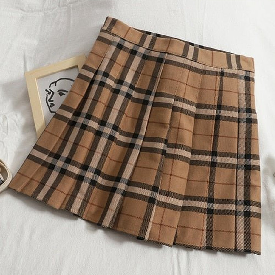 Y2k Plaid Pleated Mini Skirt