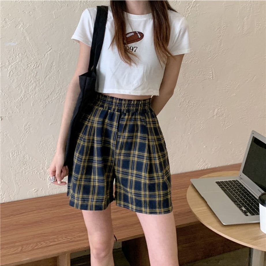 Y2k Plaid Soft Loose Retro Shorts
