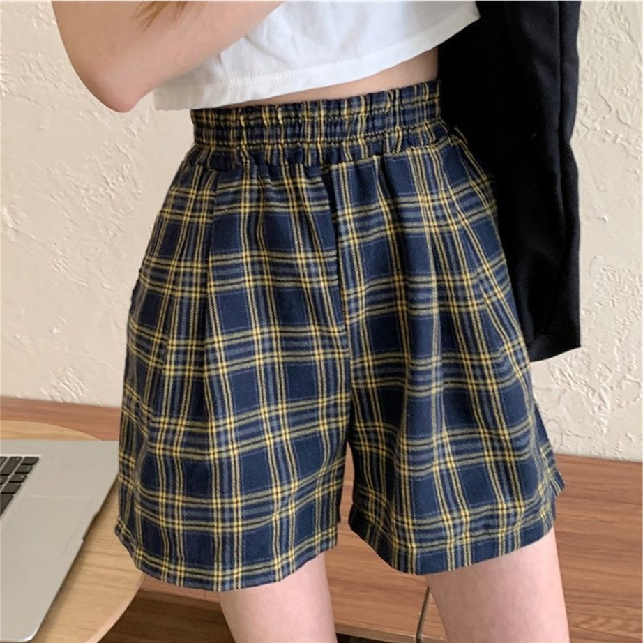 Y2k Plaid Soft Loose Retro Shorts