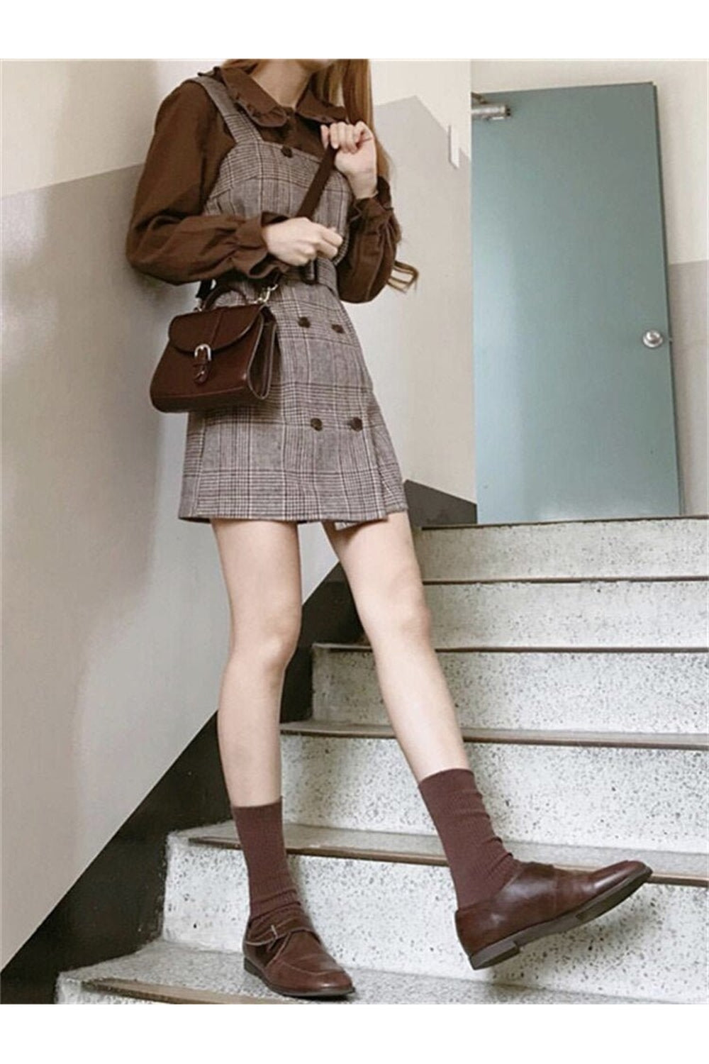 Y2k Plaid Sundress & Blouse Set