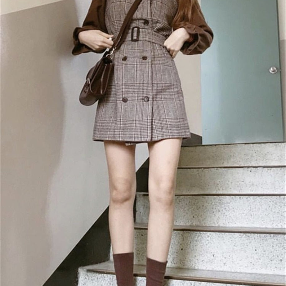 Y2k Plaid Sundress & Blouse Set