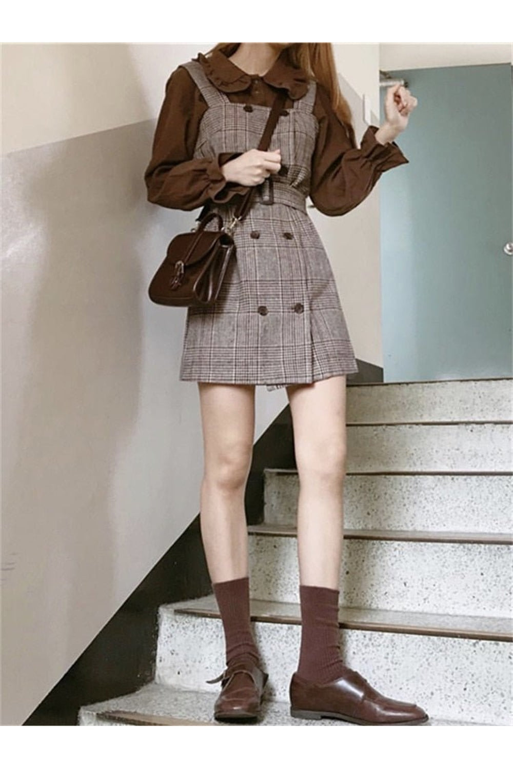 Y2k Plaid Sundress & Blouse Set