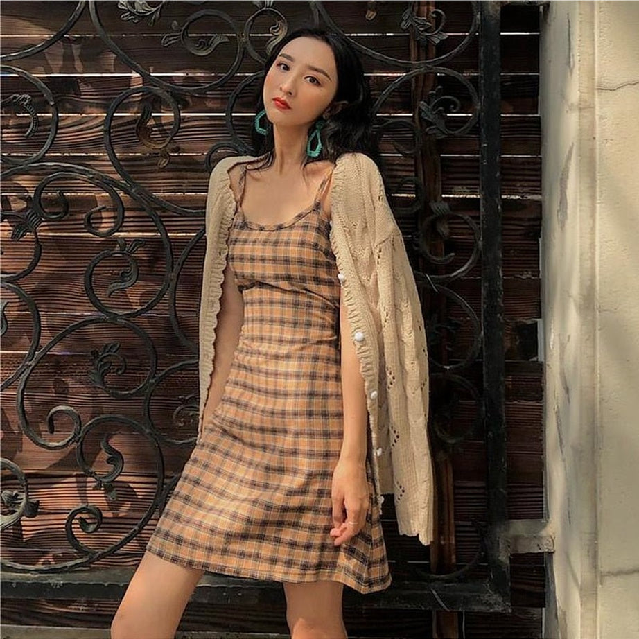 Y2k Plaid Vintage Retro Dress