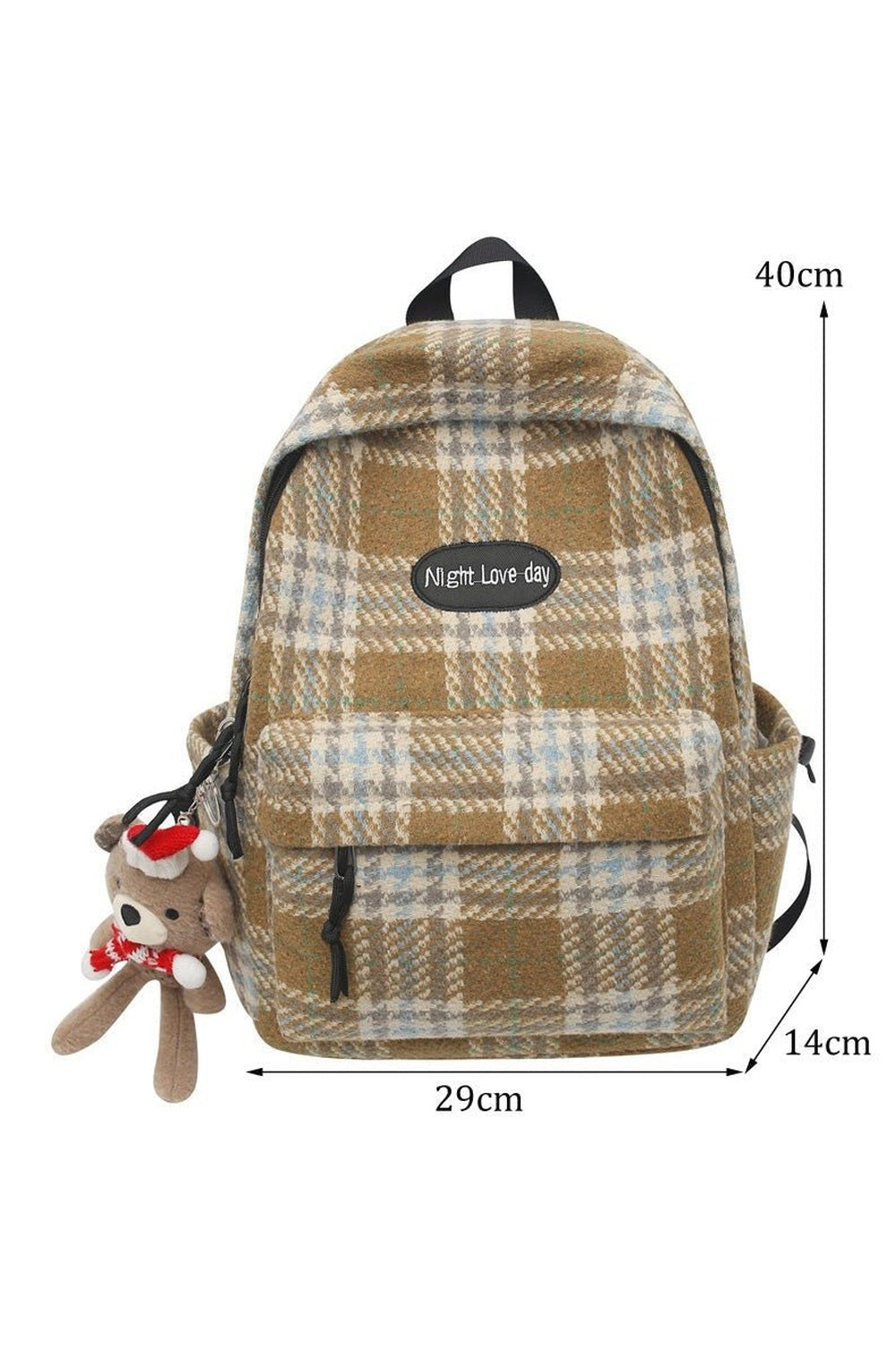 Y2k Plaid Woollen Cloth Backpack