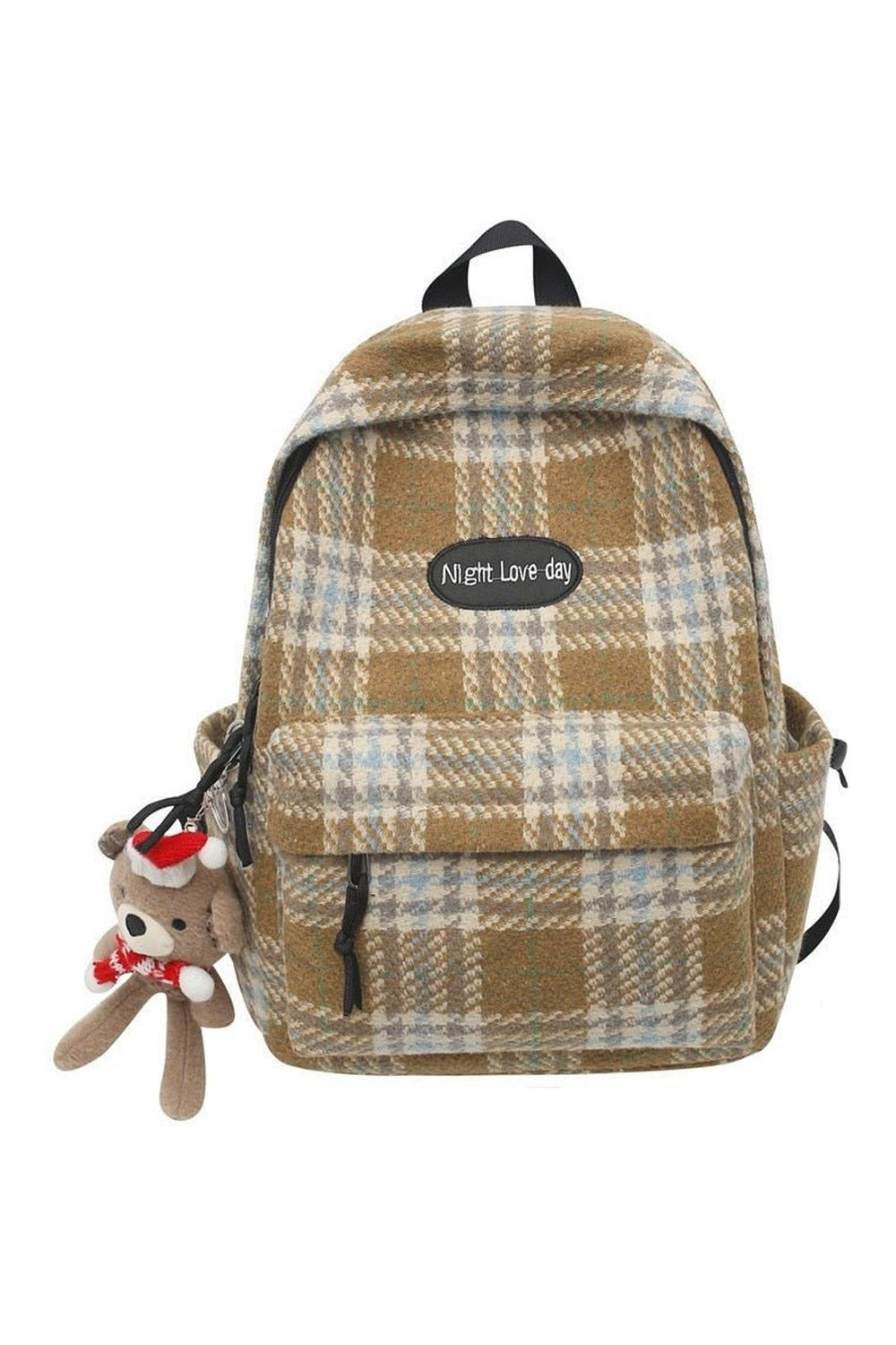 Y2k Plaid Woollen Cloth Backpack