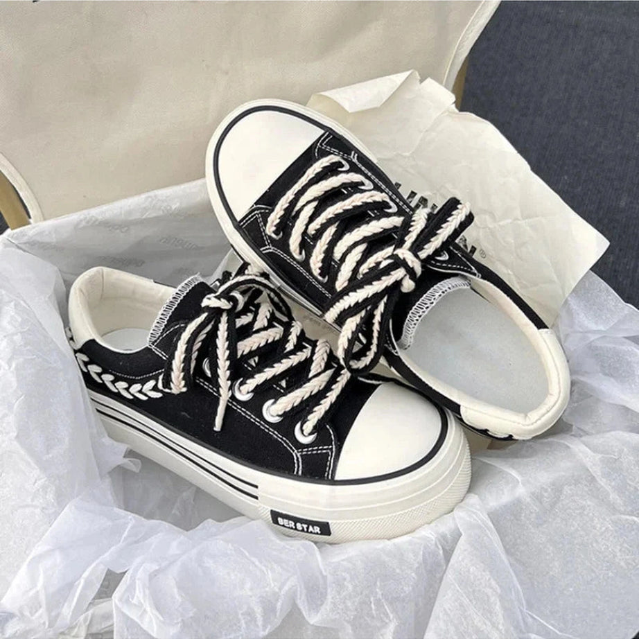 Y2k Platform Chunky Canvas Sneakers