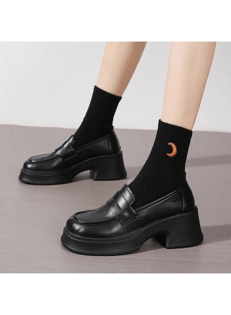 Y2k Platform Leather Shoes