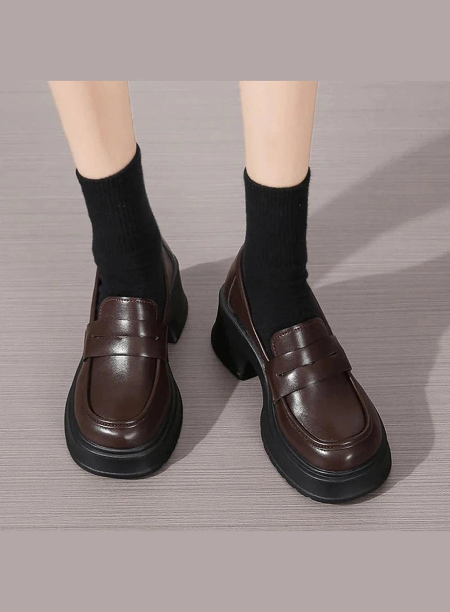 Y2k Platform Leather Shoes