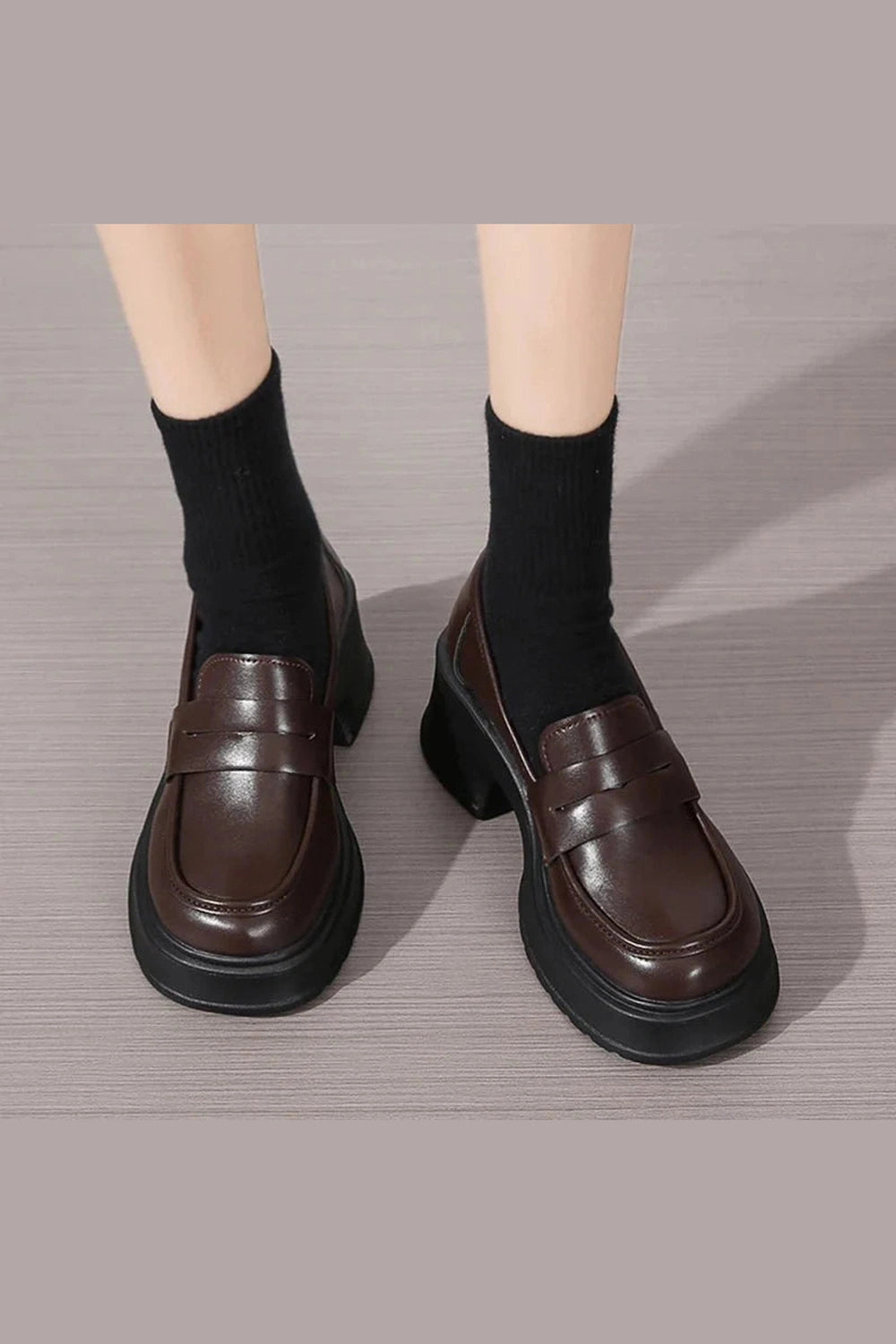 Y2k Platform Leather Shoes