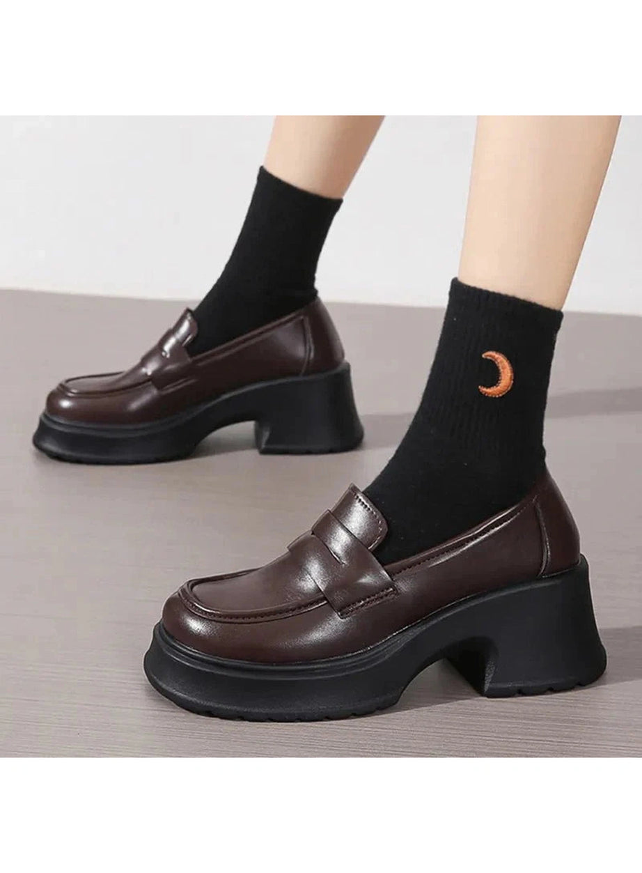 Y2k Platform Leather Shoes