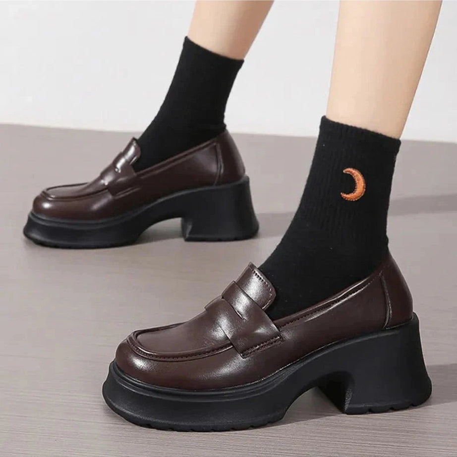 Y2k Platform Leather Shoes