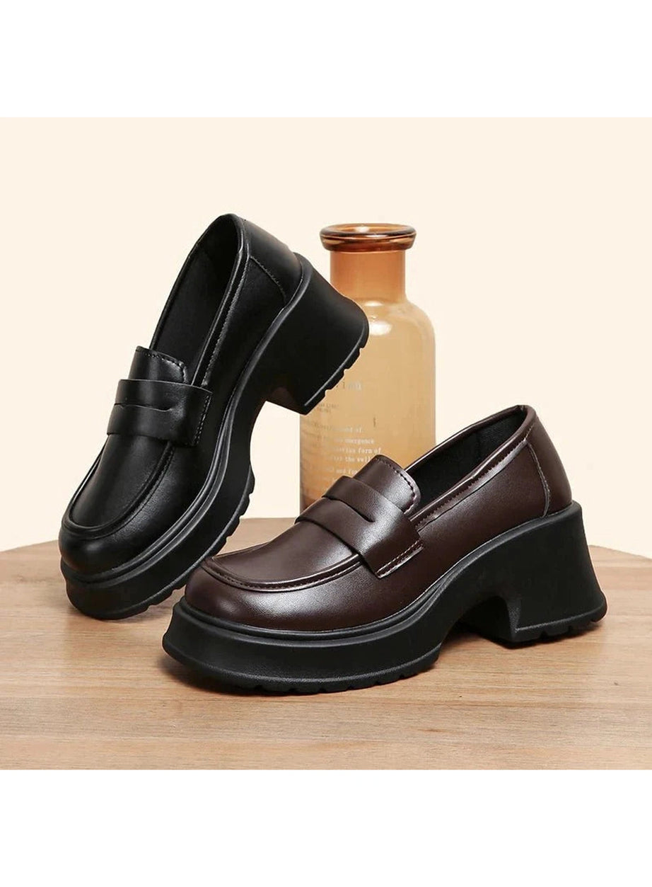 Y2k Platform Leather Shoes