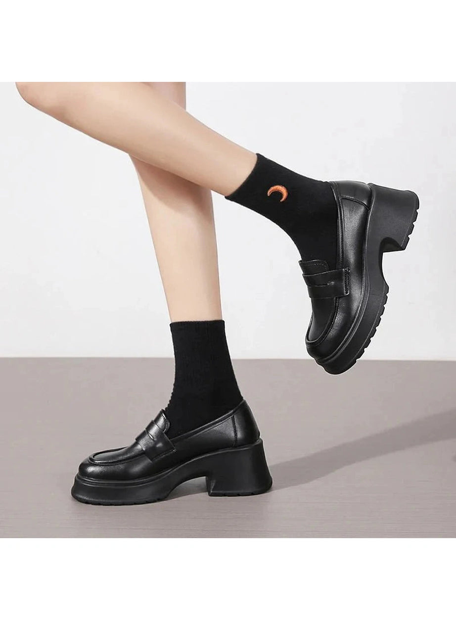 Y2k Platform Leather Shoes