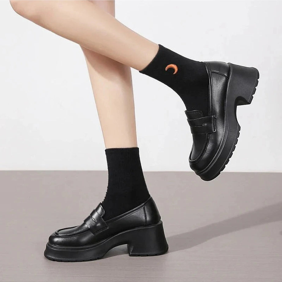 Y2k Platform Leather Shoes