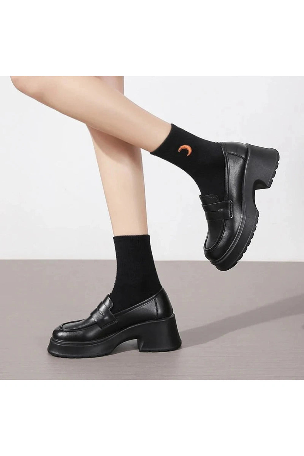 Y2k Platform Leather Shoes