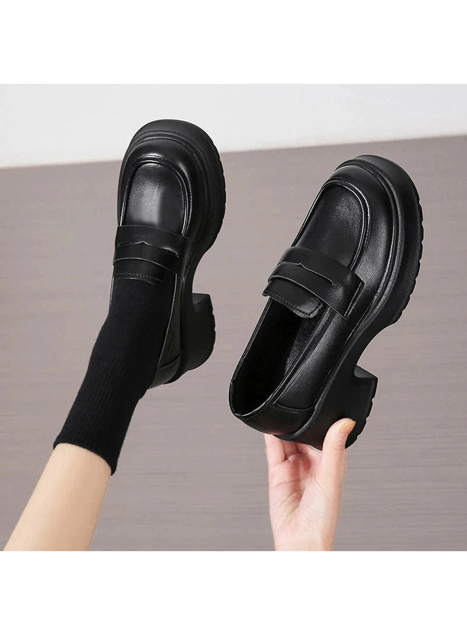 Y2k Platform Leather Shoes