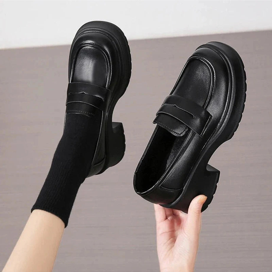 Y2k Platform Leather Shoes