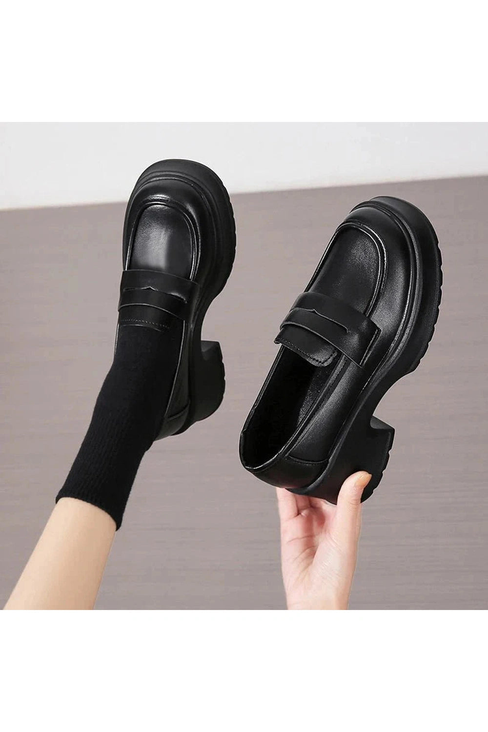 Y2k Platform Leather Shoes