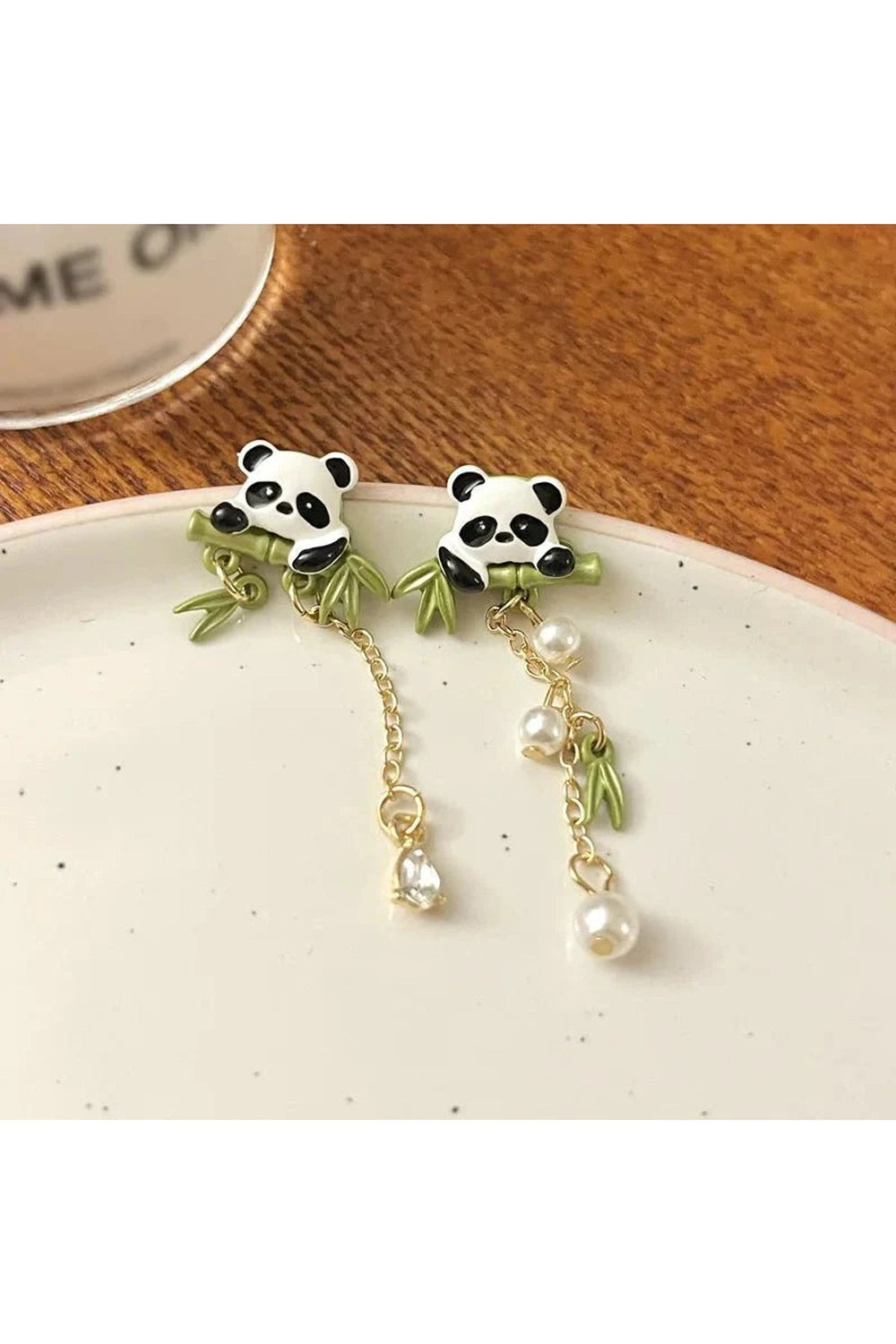 Y2k Playful Panda Drop Earring with Bamboo Charm