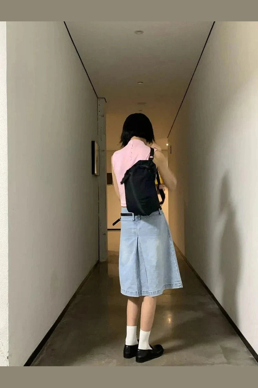 Y2k Pleated Blue Jeans Midi Skirt