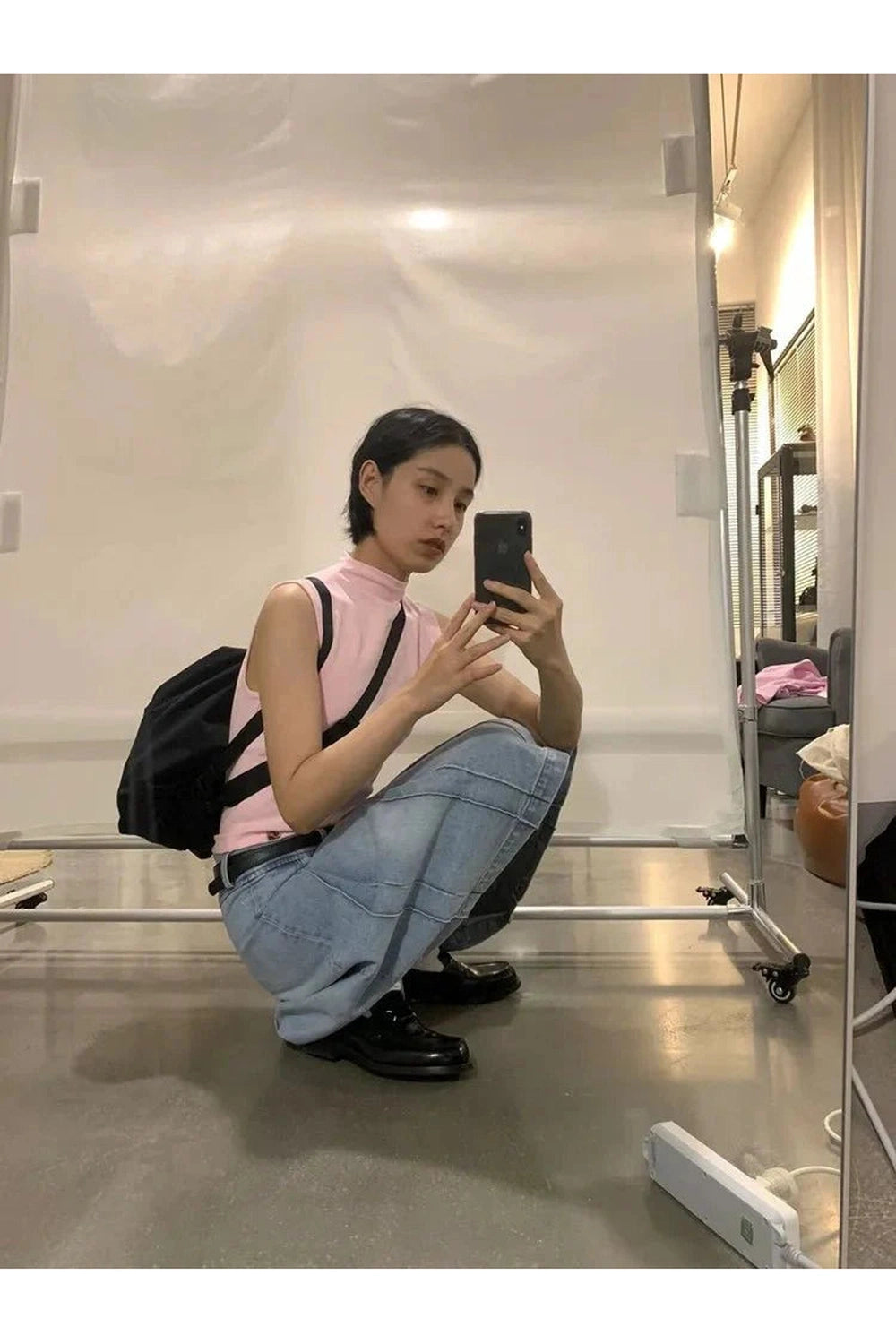 Y2k Pleated Blue Jeans Midi Skirt