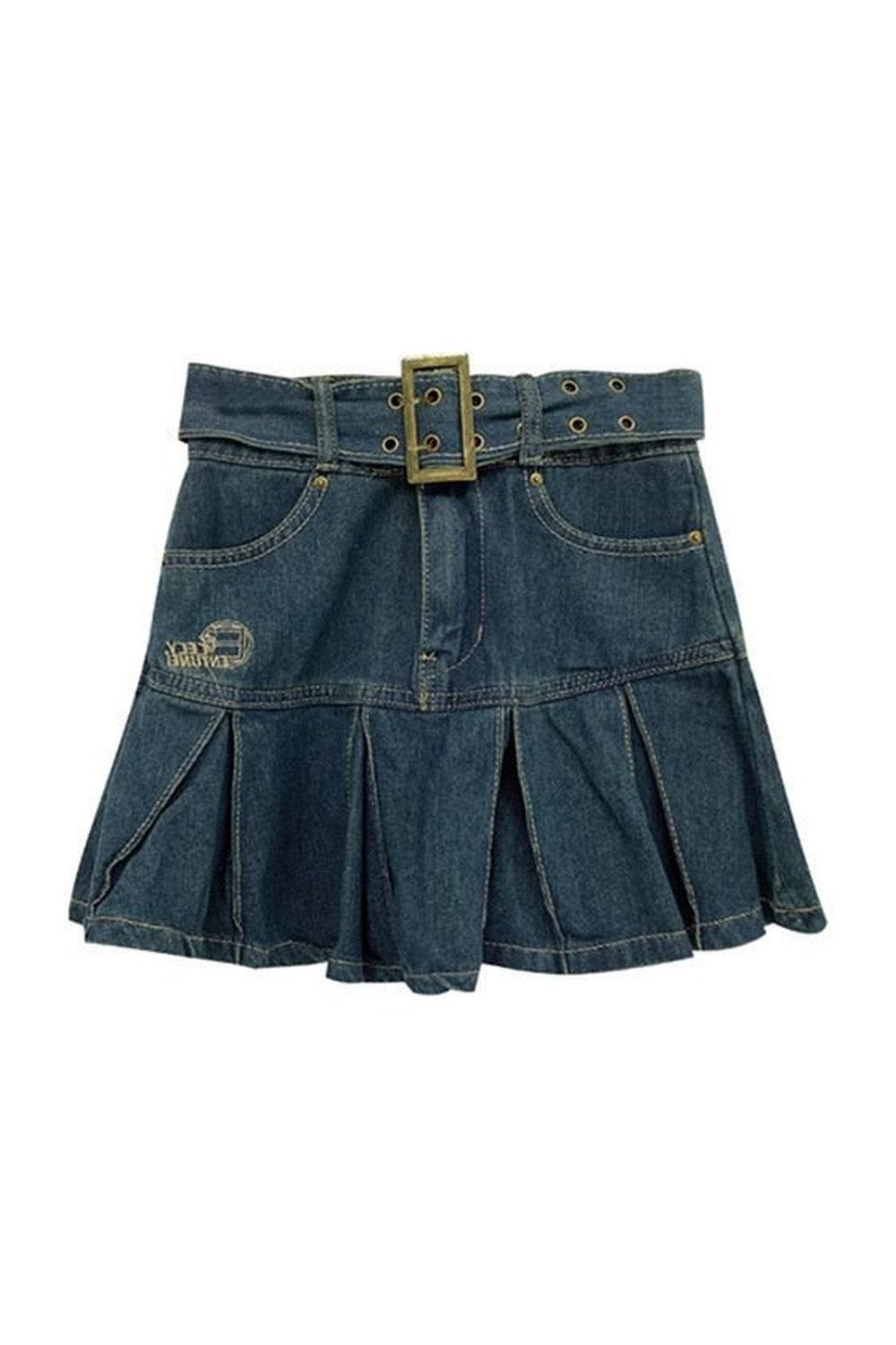 Y2k Pleated Denim Mini Skirt