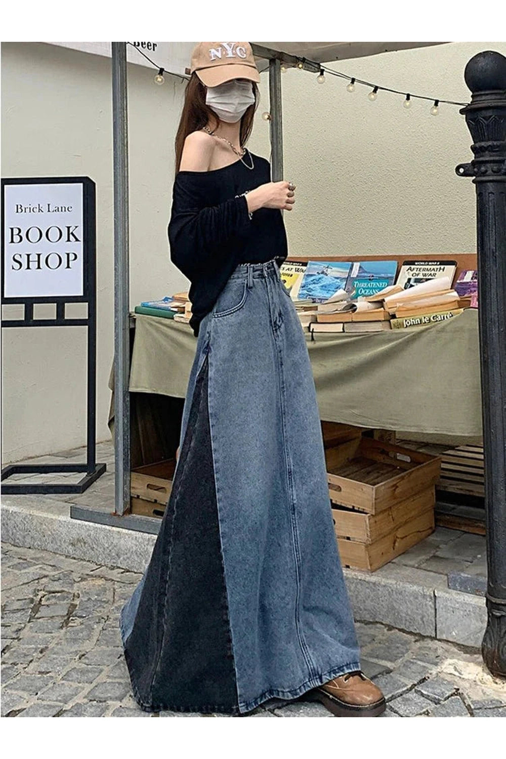 Y2k Plus Size A Line Denim Skirt