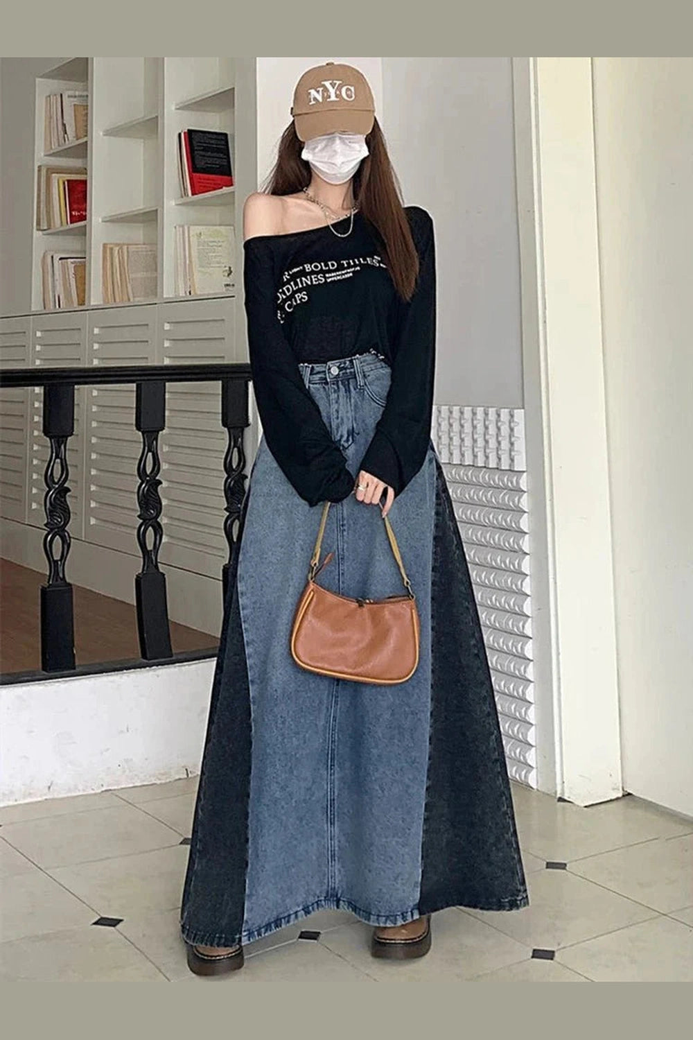 Y2k Plus Size A Line Denim Skirt