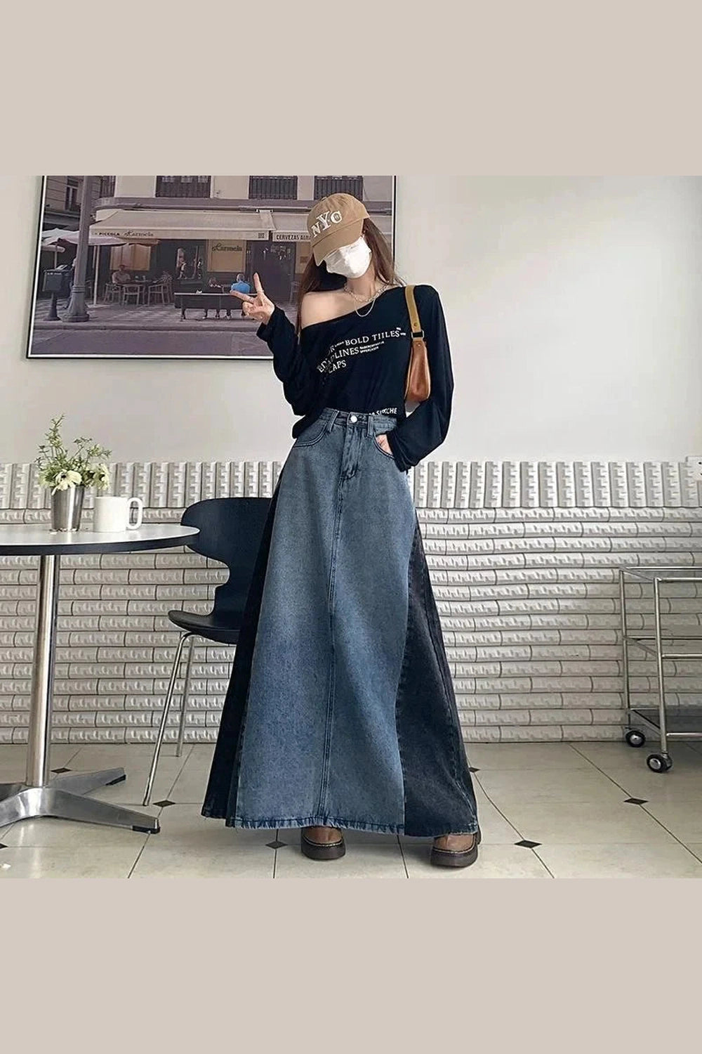 Y2k Plus Size A Line Denim Skirt