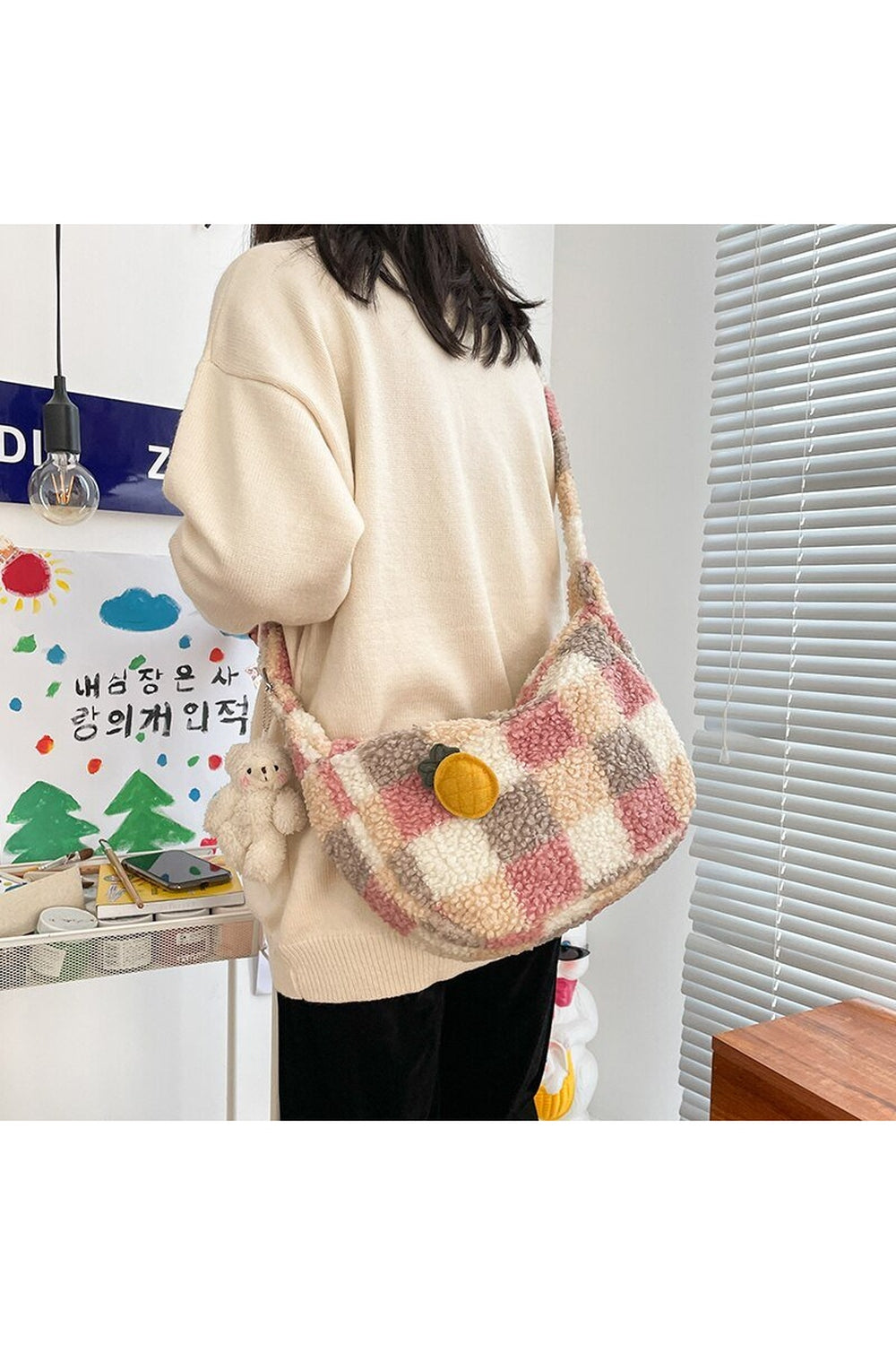 Y2k Plush Checker Bag