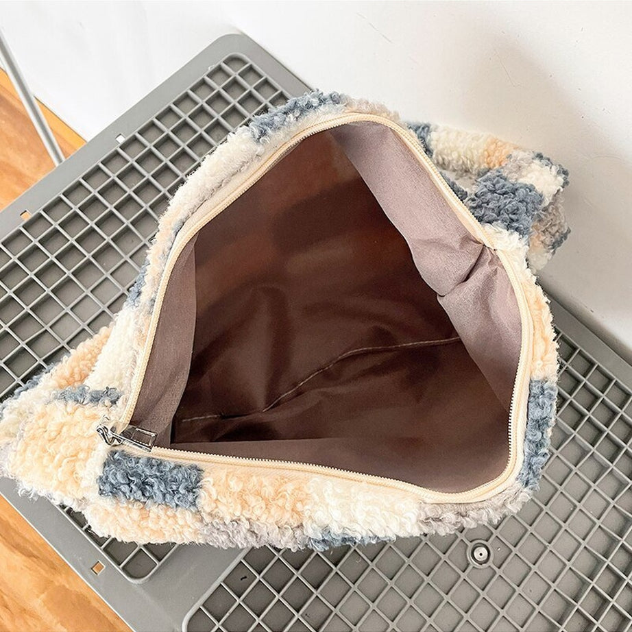 Y2k Plush Checker Bag