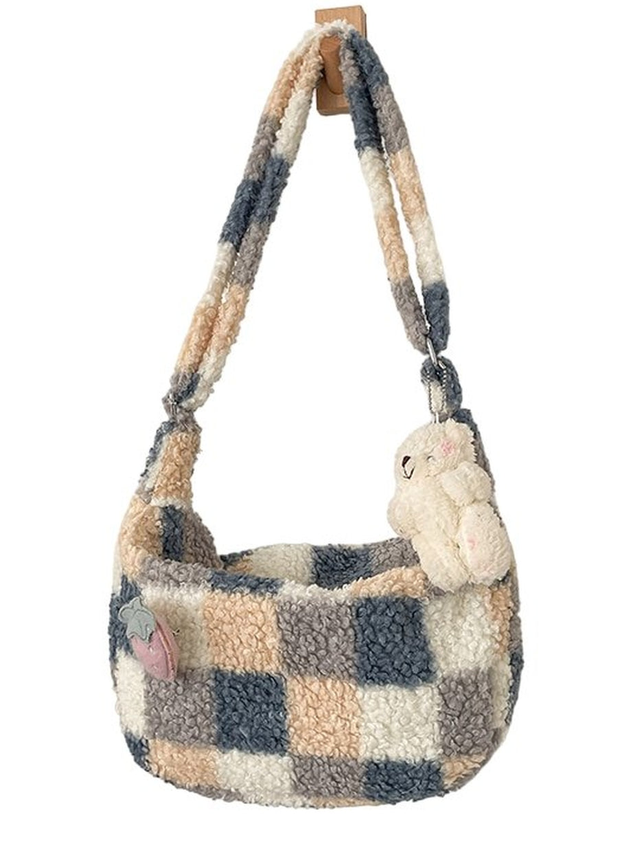 Y2k Plush Checker Bag