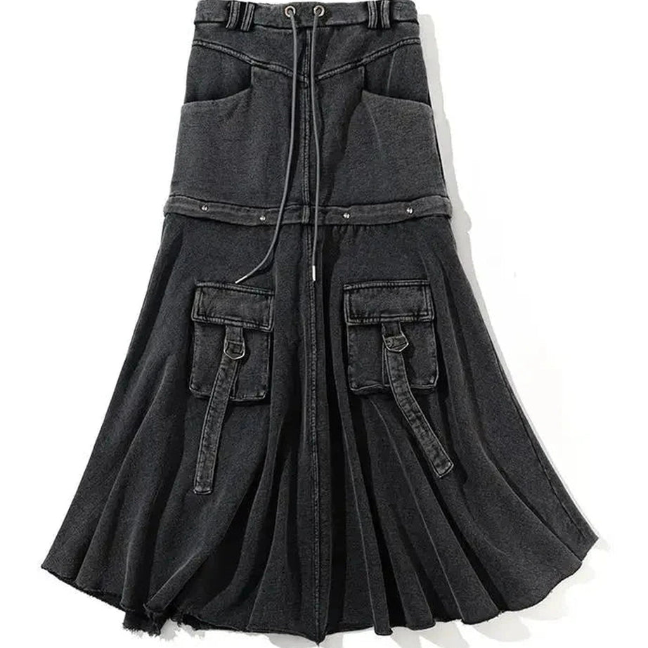 Y2k Pocket Baggy Denim Skirt