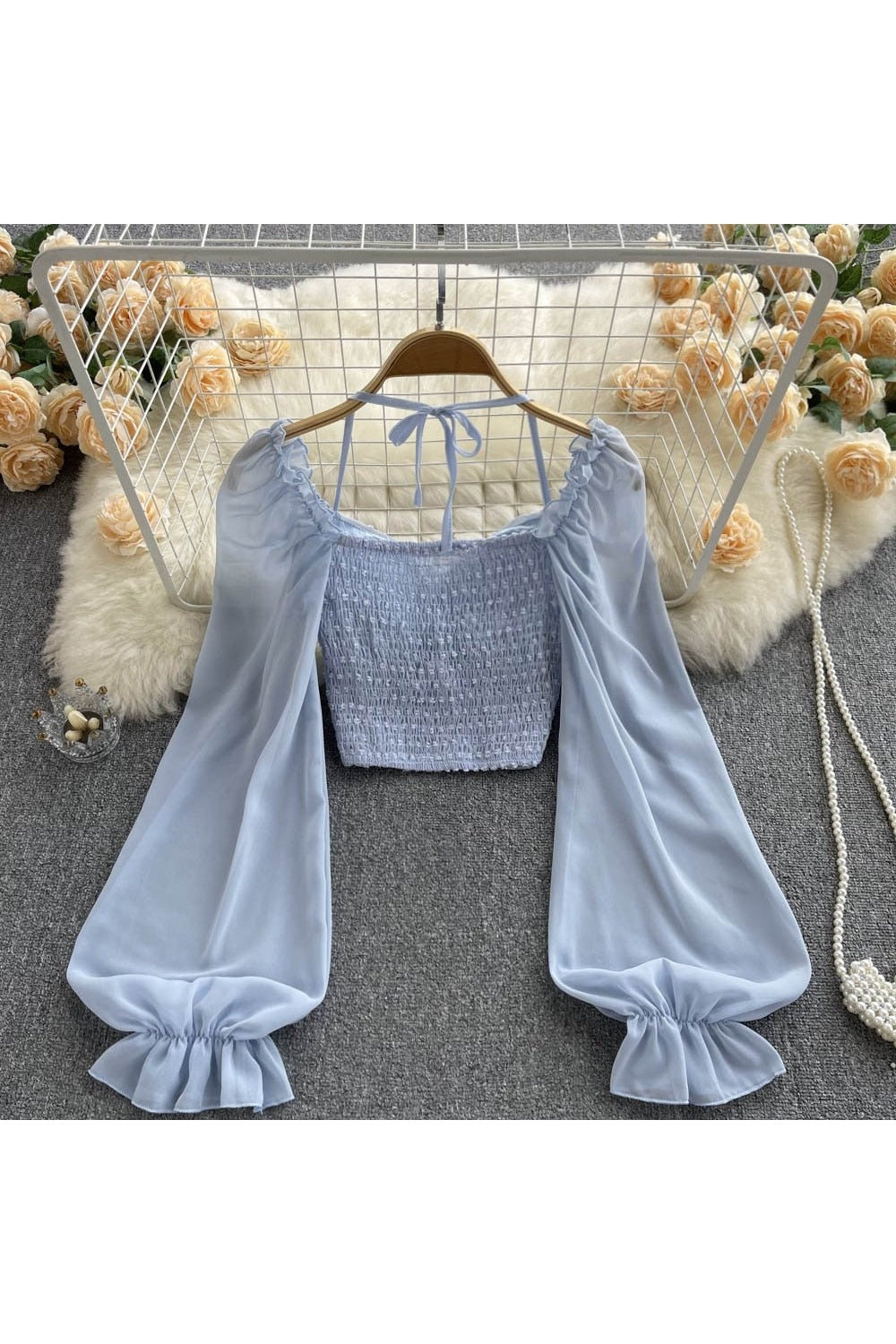 Y2k Polka Dot Folds Short Blouse