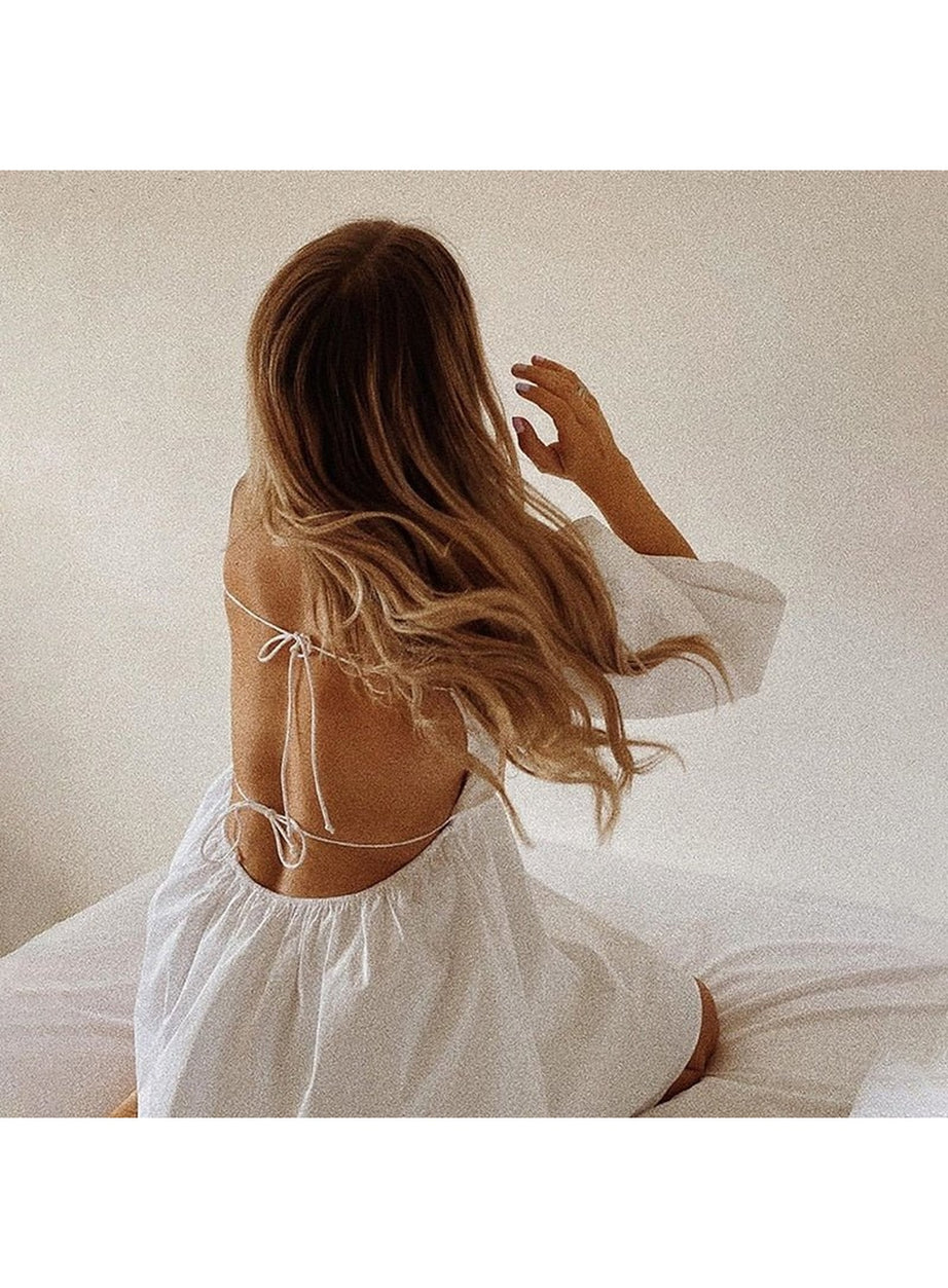 Y2k Preppy Backless Lace Up Mini Dress