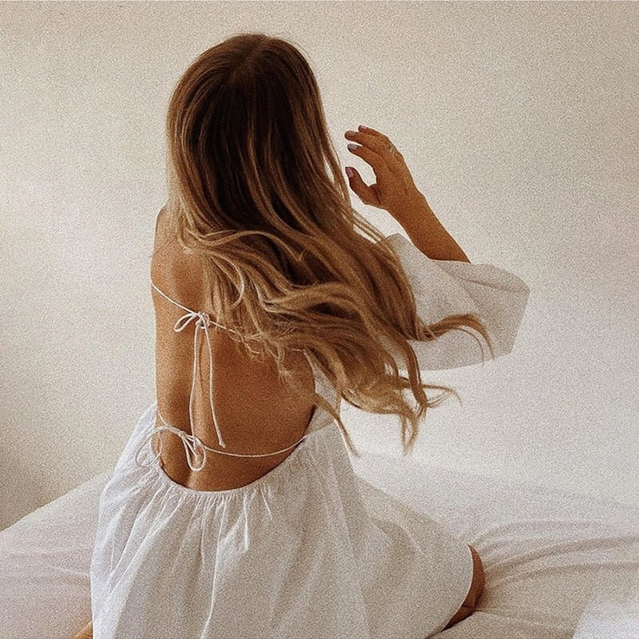 Y2k Preppy Backless Lace Up Mini Dress