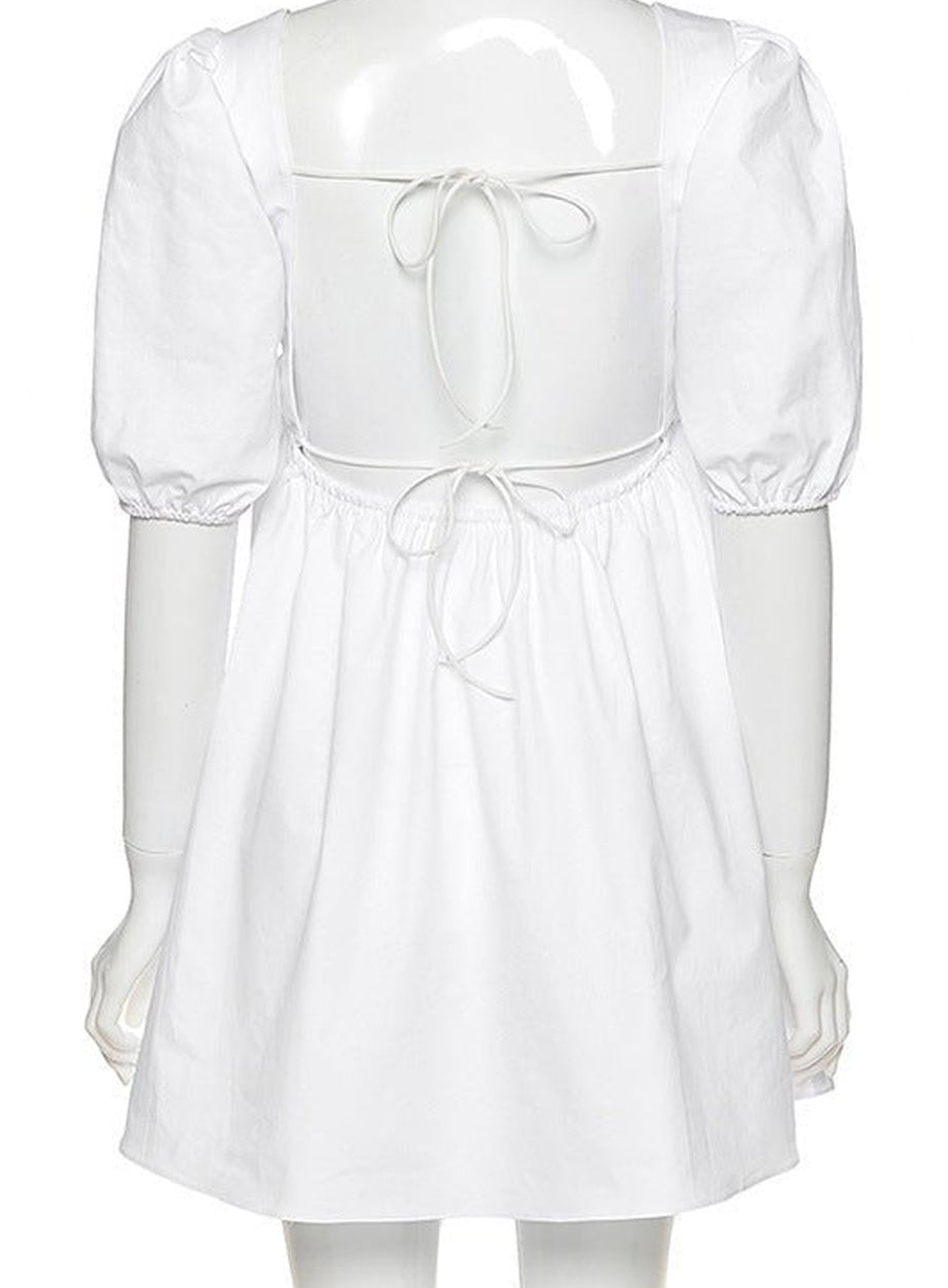 Y2k Preppy Backless Lace Up Mini Dress