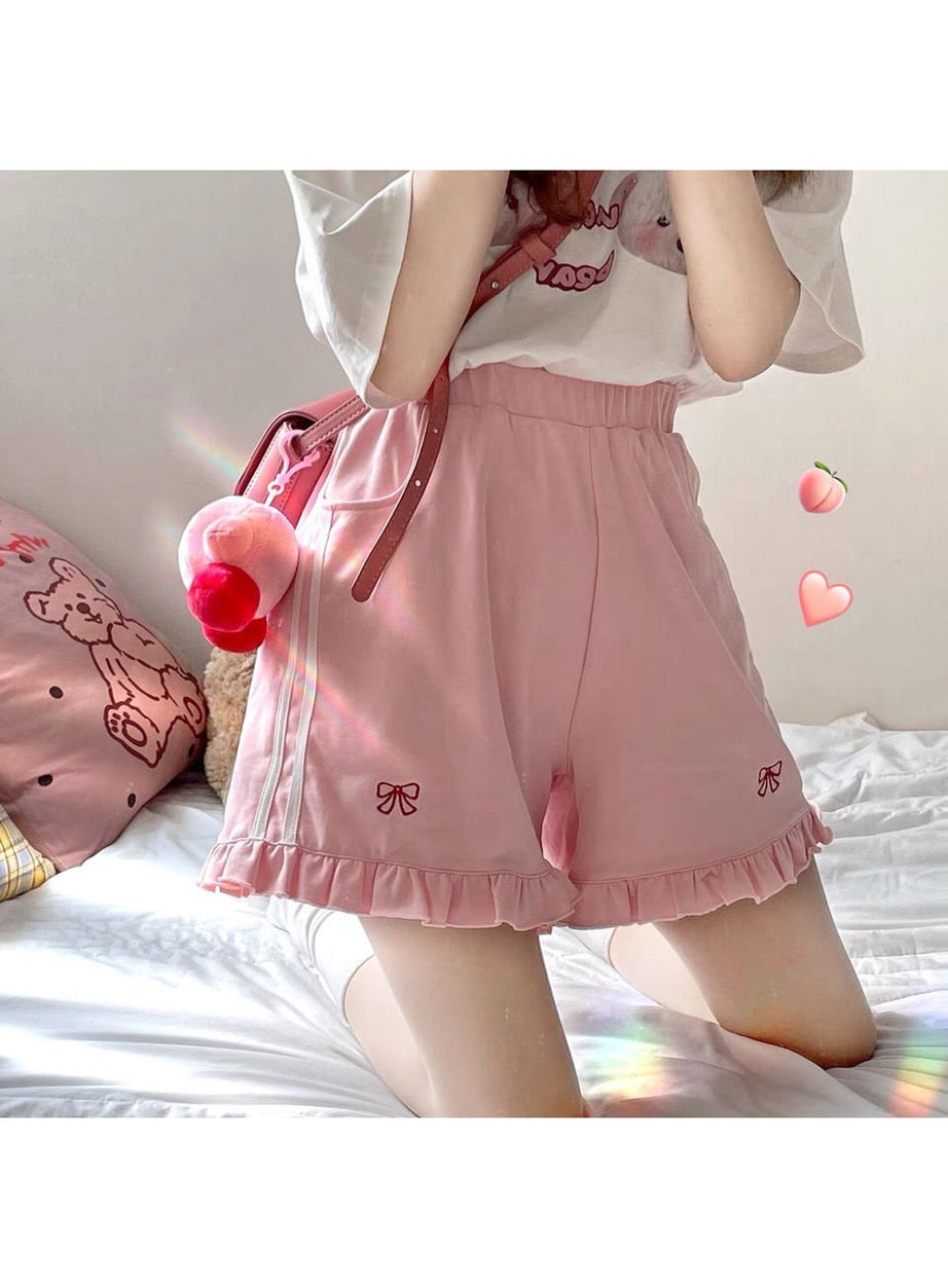 Y2k Preppy Bow Pattern Cute Shorts