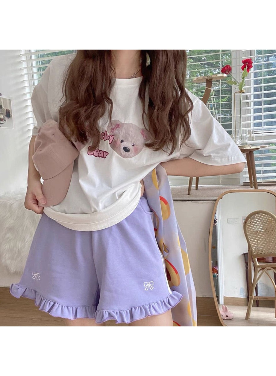 Y2k Preppy Bow Pattern Cute Shorts